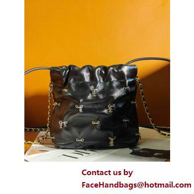 Chanel Shiny Lambskin, Bijoux Charms  &  Gold-Tone Metal CHANEL 22 Mini Handbag AS3980 Black